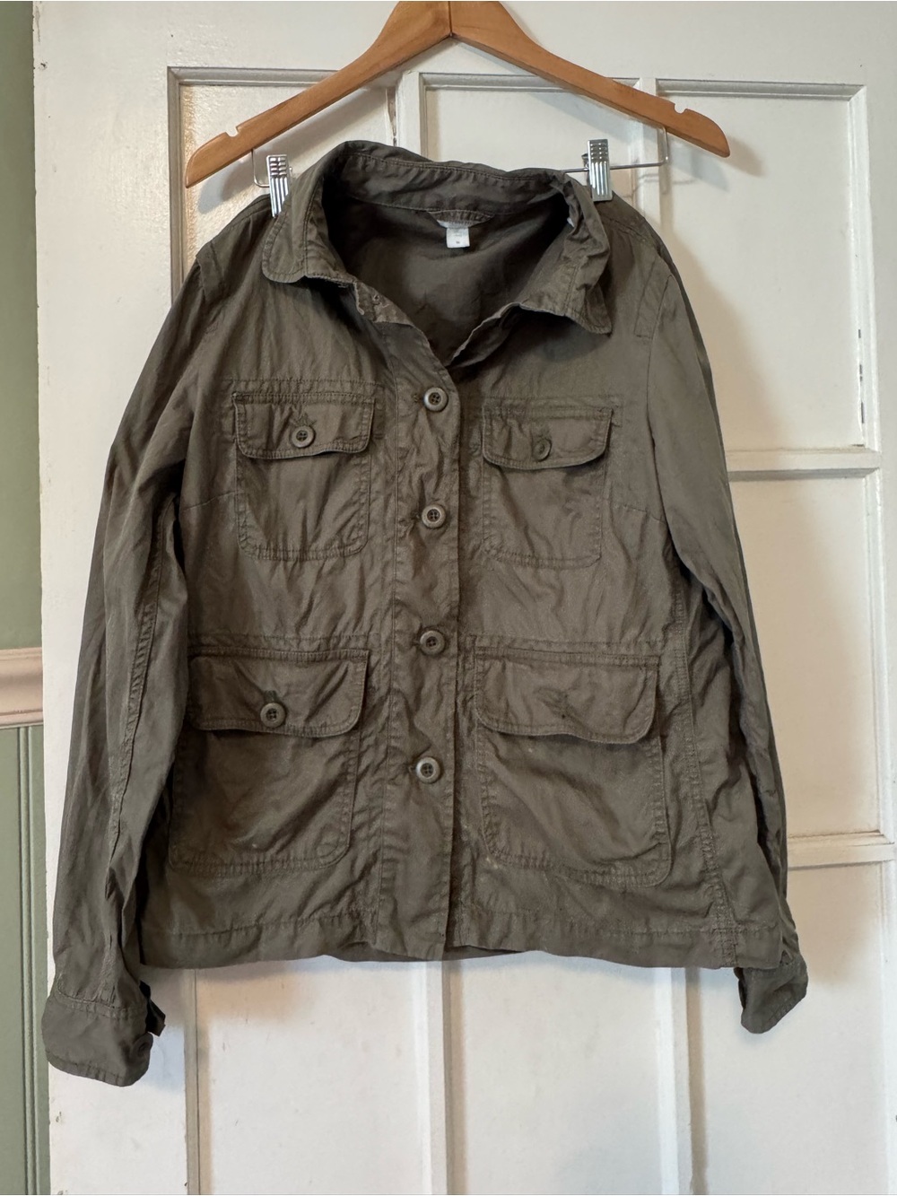 Garnet Hill Olive Utility Button-Front Jacket